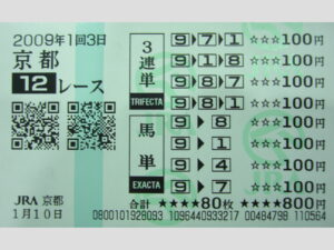 2009.1.10　京都12R　ラインプレアー　３連単9-1-8