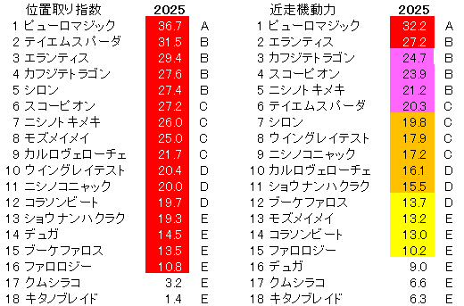 2025　アイビスＳＤ　位置取り指数