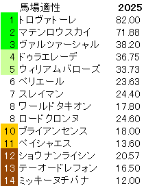2025　エルムＳ　馬場適性指数