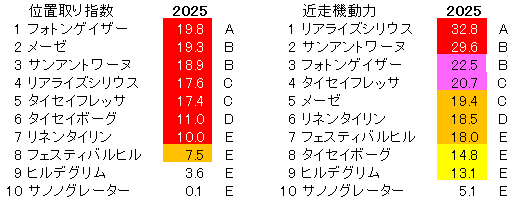 2025　新潟２歳Ｓ　位置取り指数