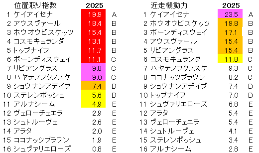 2025 札幌記念 位置取り指数