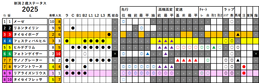新潟２歳Ｓ　検証データ　2025
