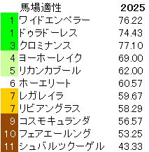 2025 オールカマー 馬場適性指数