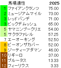 2025 セントライト記念 馬場適性指数