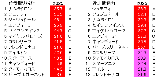 2025　中京２歳Ｓ　位置取り指数