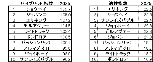 2025 神戸新聞杯 HB指数