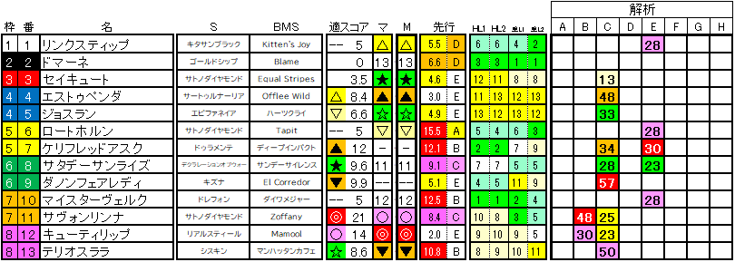 2025　紫苑Ｓ　ラップ適性
