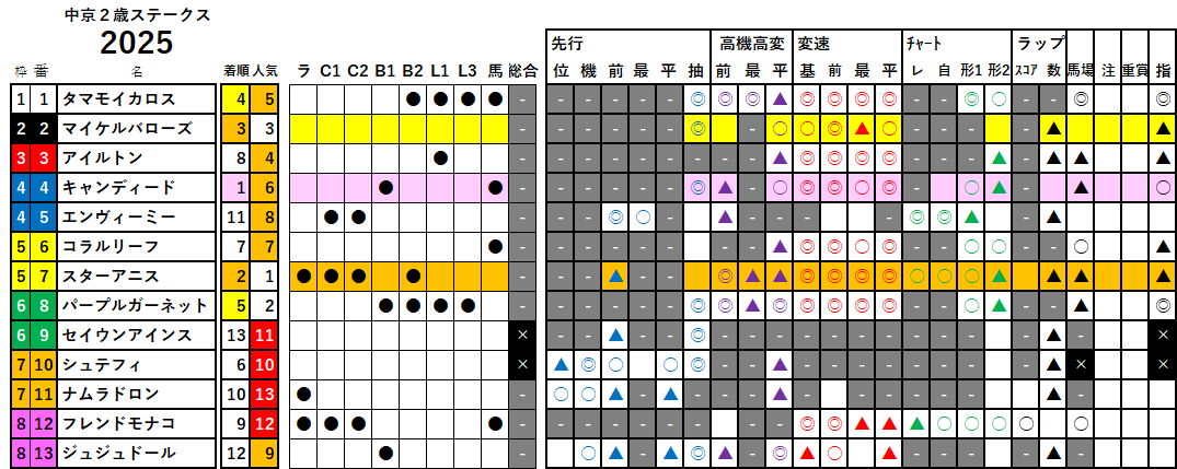 中京２歳Ｓ　検証データ　2025