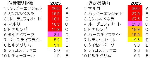 2025　アルテミスＳ　位置取り指数