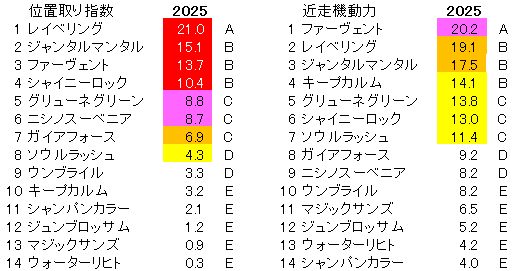 2025　富士Ｓ　位置取り指数