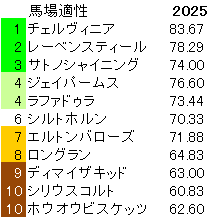 2025 毎日王冠 馬場適性指数