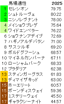 2025 アルゼンチン共和国杯 馬場適性指数