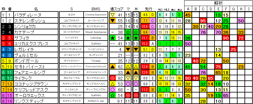 2025 エリザベス女王杯 ラップ適性