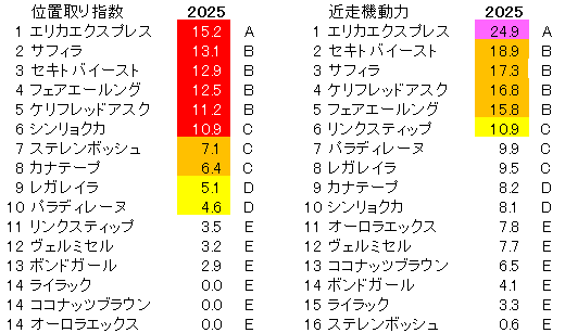 2025 エリザベス女王杯 位置取り指数