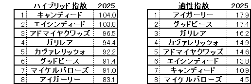 2025　デイリー杯２歳Ｓ　HB指数