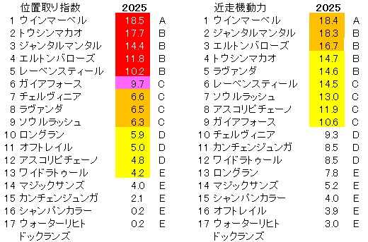2025　マイルＣＳ　位置取り指数