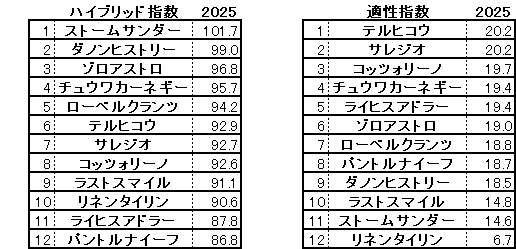 2025　東スポ杯２歳Ｓ　HB指数