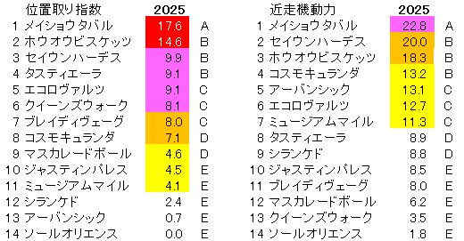 2025　秋天　位置取り指数