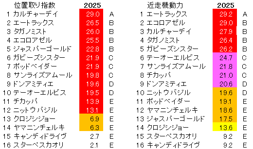 2025　カペラＳ　位置取り指数