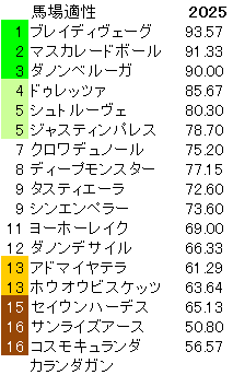 2025　ジャパンＣ　馬場適性指数