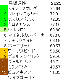 2025　ステイヤーズＳ　馬場適性指数