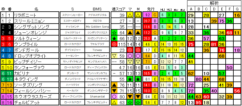 2025　ターコイズＳ　ラップ適性