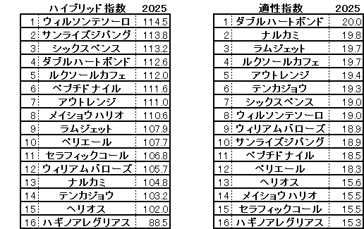 2025　チャンピオンズＣ　HB指数