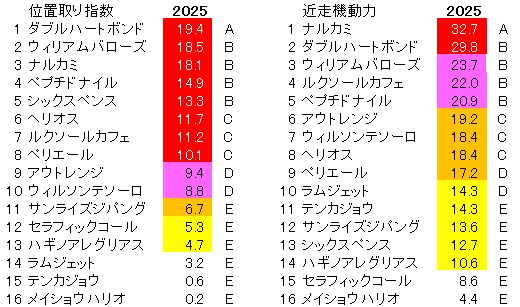 2025　チャンピオンズＣ　位置取り指数