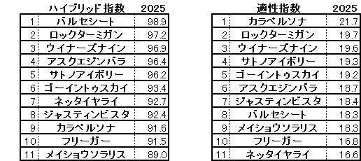2025　京都２歳Ｓ　HB指数