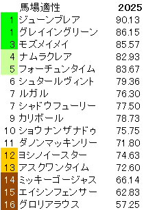 2025　阪神Ｃ　馬場適性指数