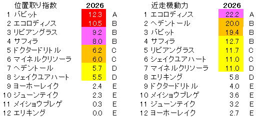 2026　京都記念　位置取り指数