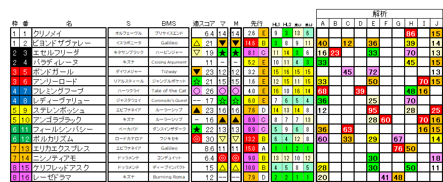 2026　中山牝馬Ｓ　ラップ適性