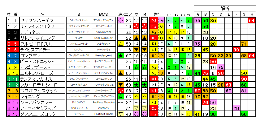 2026　毎日王冠　ラップ適性